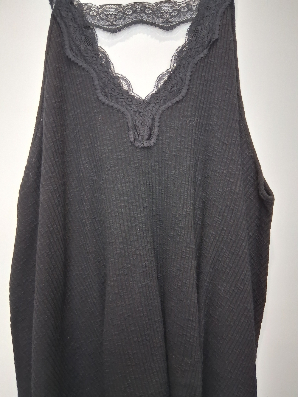 Pol Black Lace-Trim V-Neck Women’s Tank Top